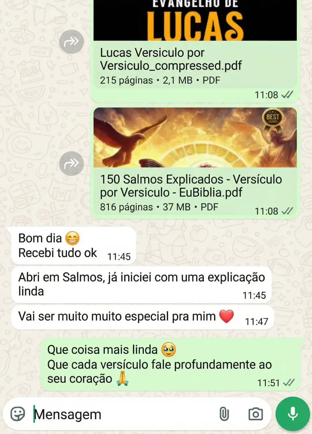 Depoimento WhatsApp — Salmos