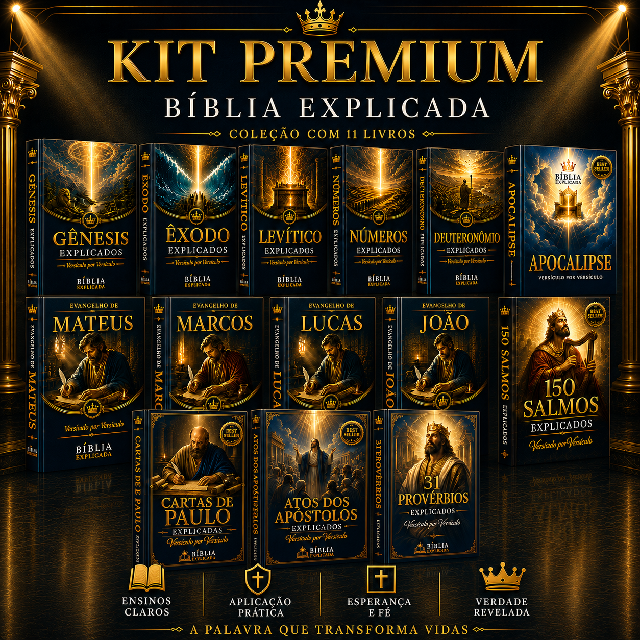 Kit Premium Bíblia Explicada — coleção com 10 livros